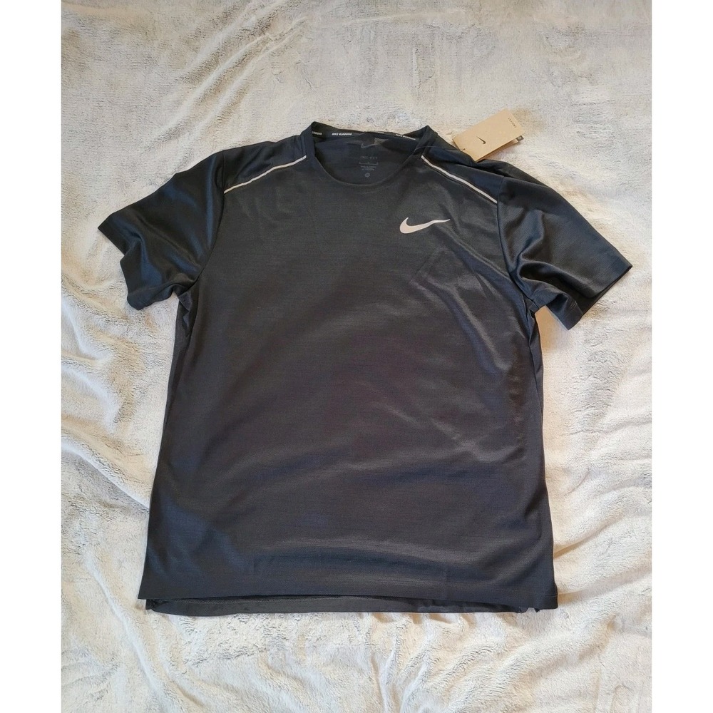 Nike Dri-FIT Mens Large Short Sleeve Black Running Training Gym Logo TShirt Top - Picture 5 of 16